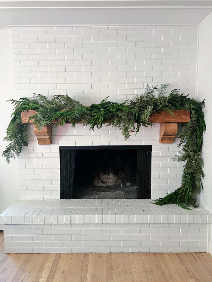 layers of garland for our Step-by-Step Guide to Asymmetrical Christmas Mantel Garland Layering