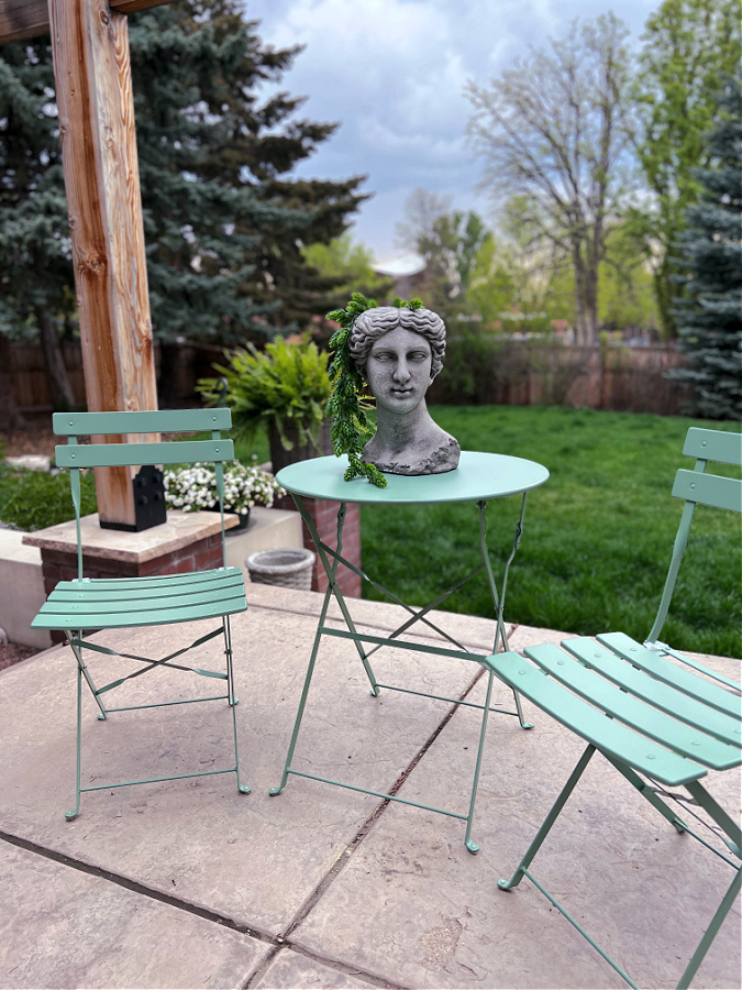 Bistro Set in backyard