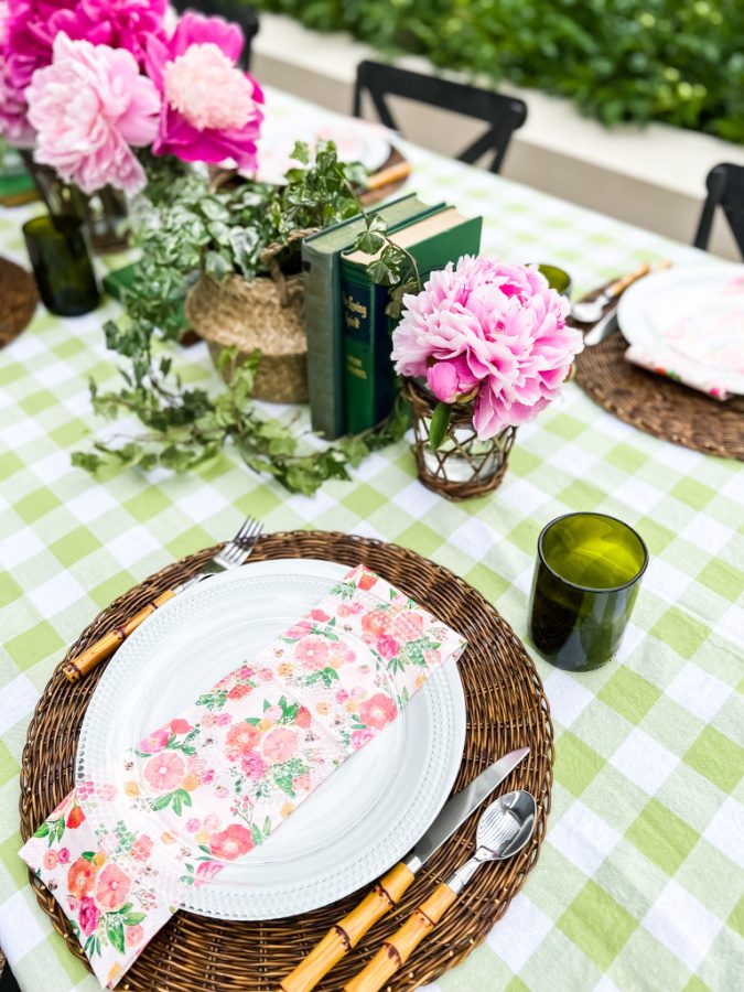 pretty in pink and green tablescape