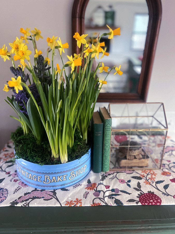 Upcycled Cookie Tin Flower Arrangement