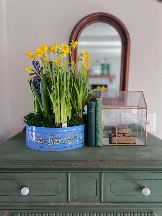 Upcycled Cookie Tin Flower Arrangement