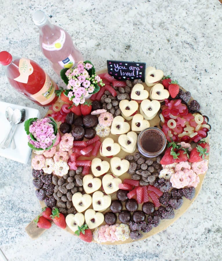 Valentine's Day Dessert Charcuterie Board with goodies from Trader Joe's!