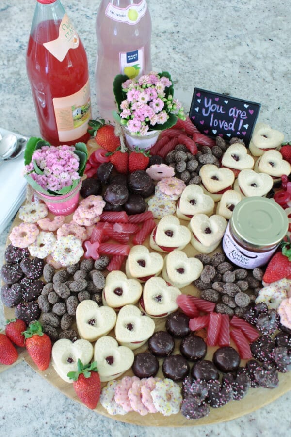 A yummy Valentine's Day Dessert Charcuterie Board