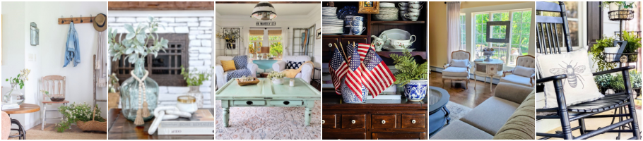 Summer Home Tour by popular Alabama life and style blog, She Gave It A Go: collage image of summer and American home decor. 