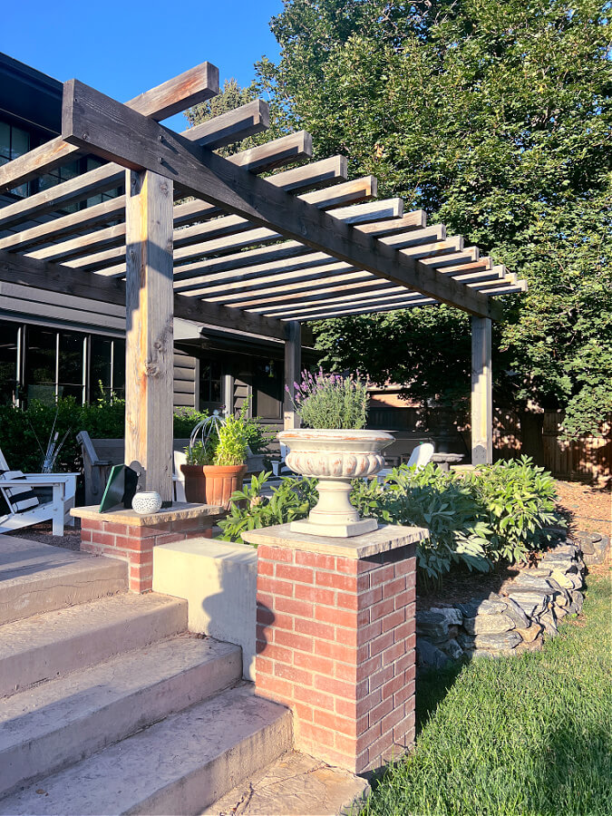 lavender on brick pedestal