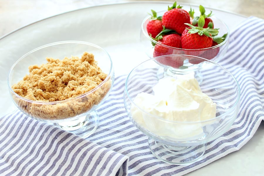 Brown sugar, strawberries, and sour cream make for the perfect summer snack or dessert.