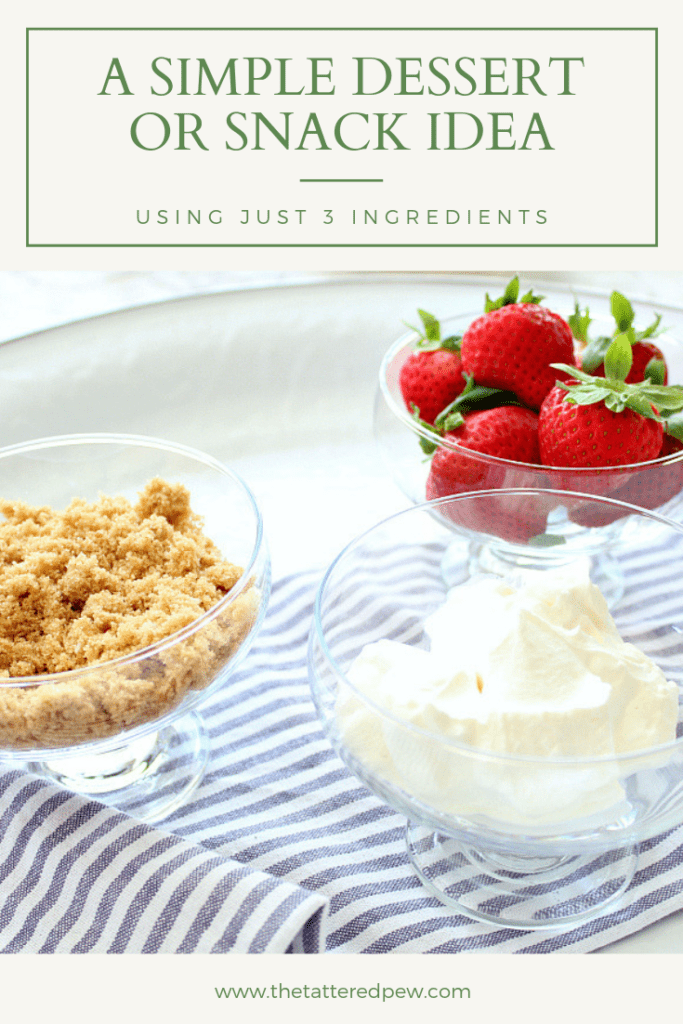 A simple dessert or snack idea using just three ingredients: strawberries, brown sugar and sour cream.