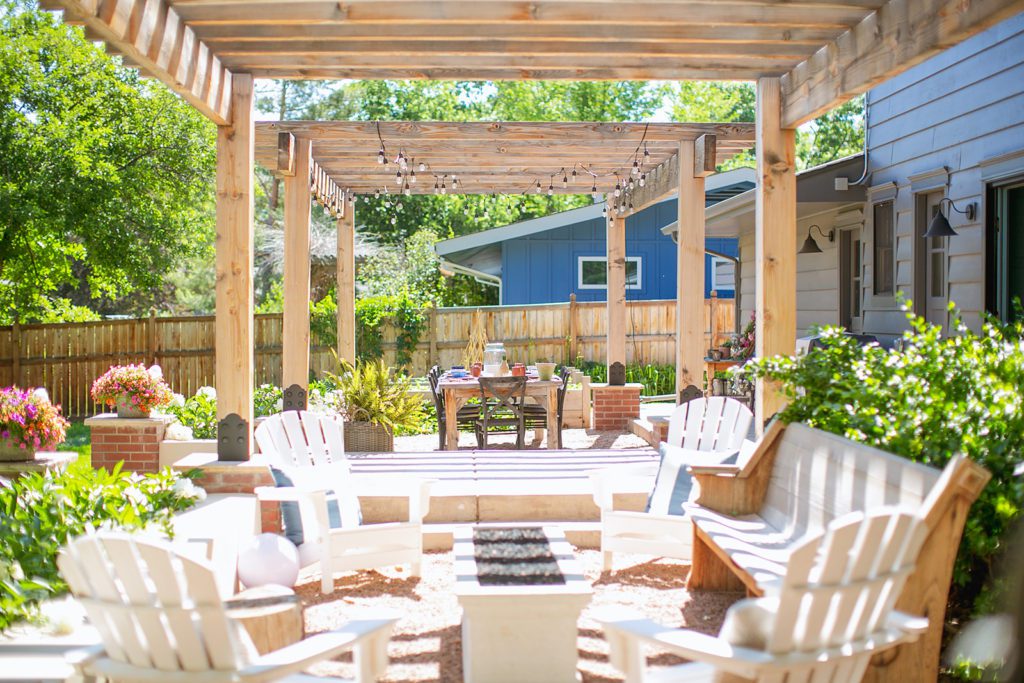 We have two spaces for entertaining out back.