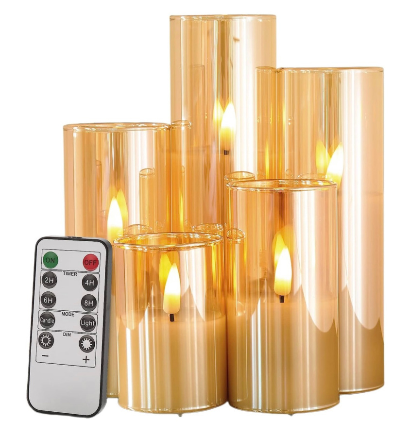 cozy flickering gold battery operated candles