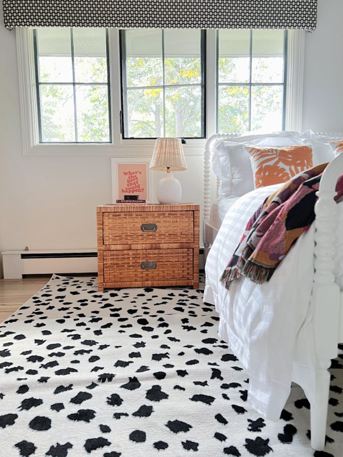 Beach Inspired Teen Bedroom with black and white accents