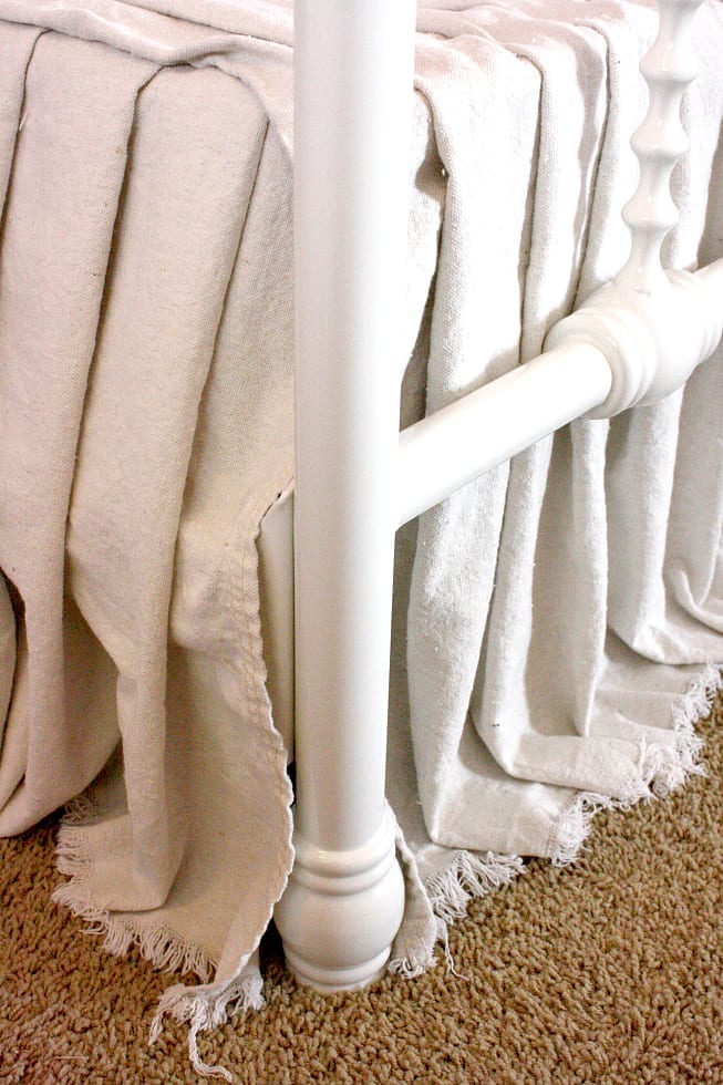 This DIY no sew drop cloth bed skirt is a budget friendly home decor project anyone can make!