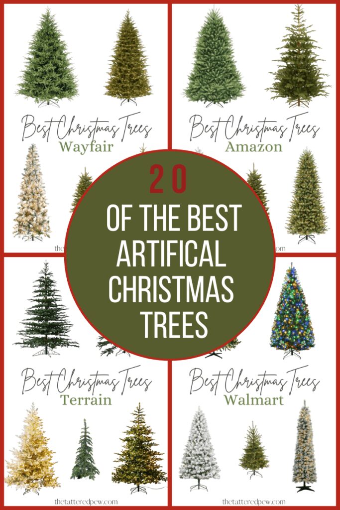 Collage of 20 of the best artificial Christmas Trees