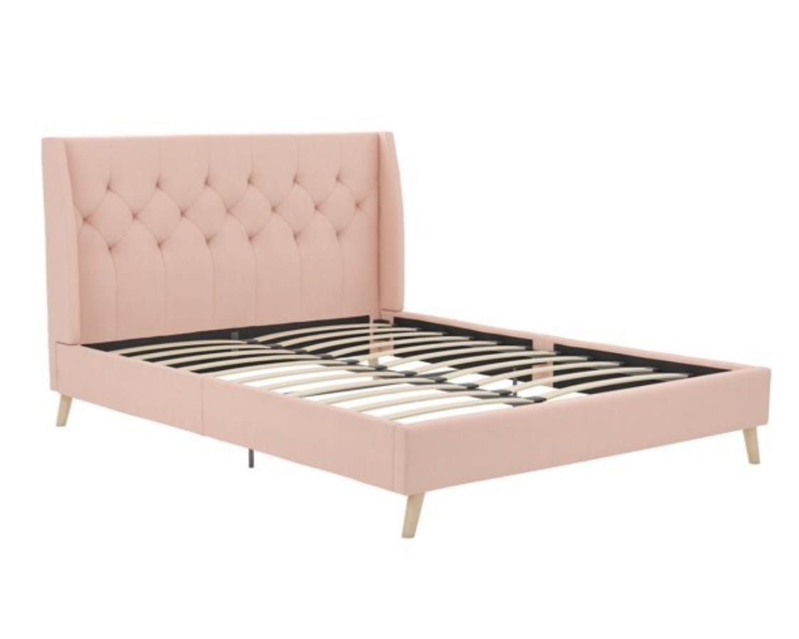 The Novogratz light pink queen sized bed