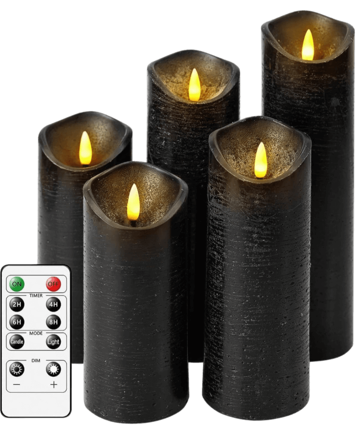 Black flameless candles perfect for Halloween