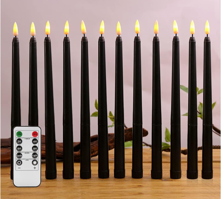 black battery operated taper candles aesteitic Halloween decor