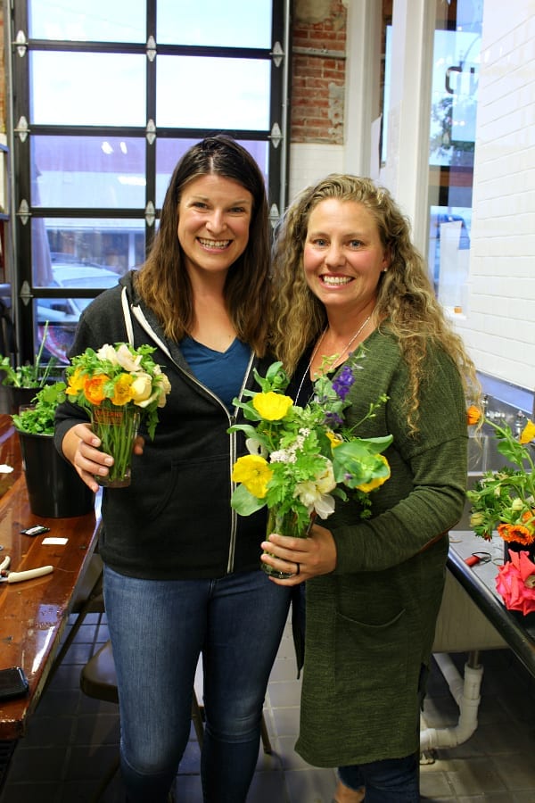 Melissa and myself at her very first Blooming Betties floral workshop!