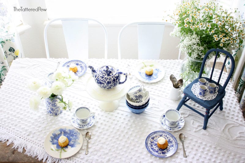 A Mother's Day tea party blue and white style!