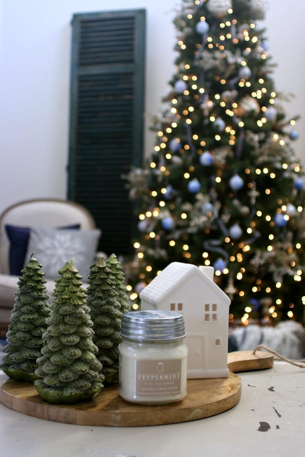 Thinking of decorating with blues for Christmas? Come see how I added simple touches! of blue to our Christmas decor.