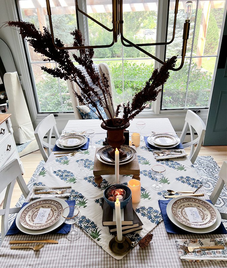 overhead view of Fall tablescape