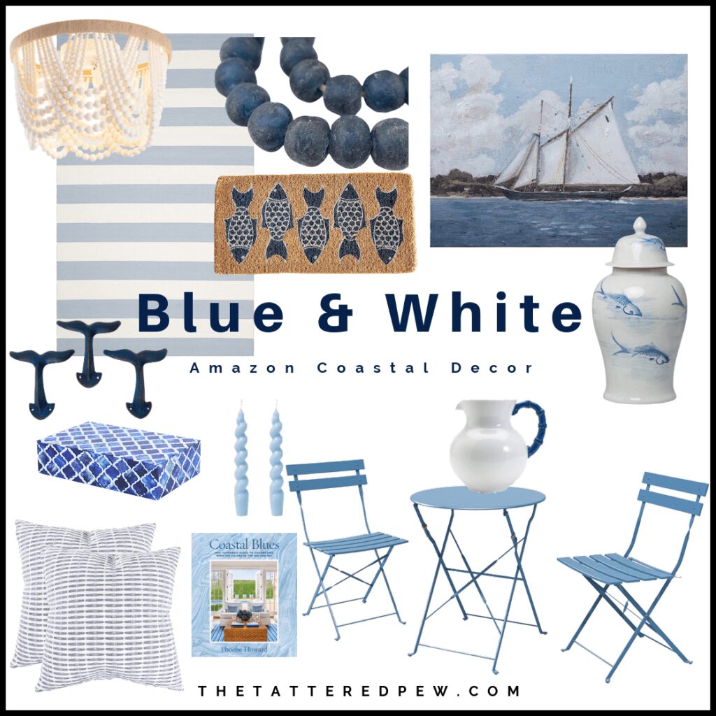 Blue and White Coastal Decor from Amazon