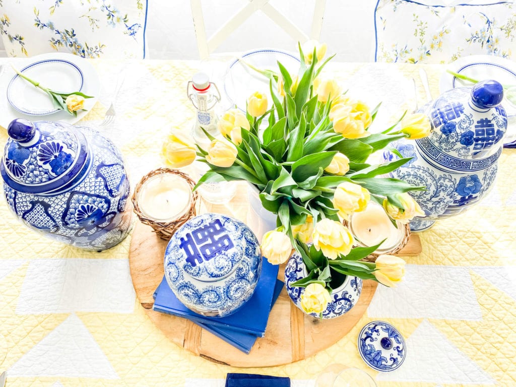 Mother's Day Bruch Table with Blue and Yellows