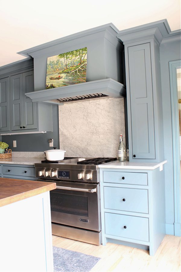 Blue Kitchen with oven hood