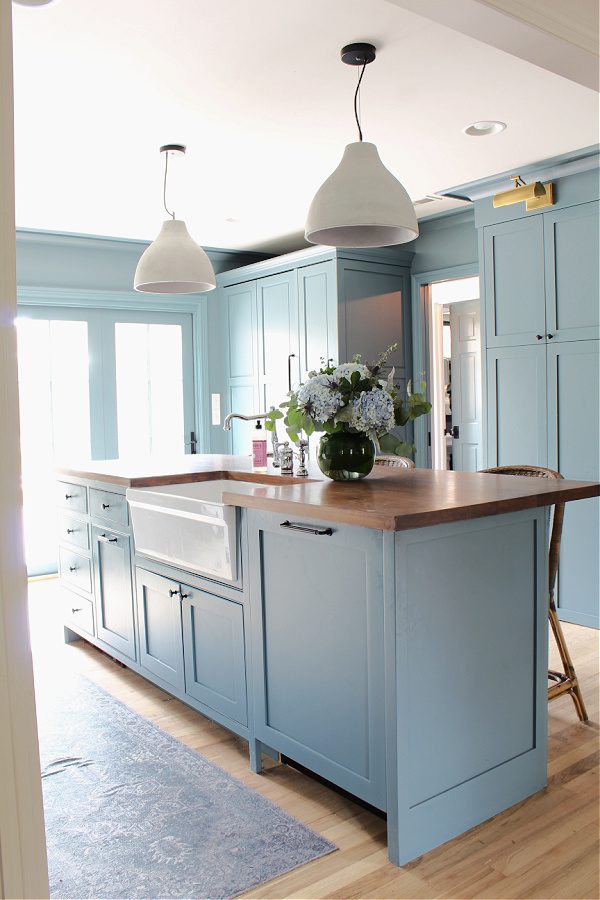 A Distance by Sherwin Williams blue kitchen 