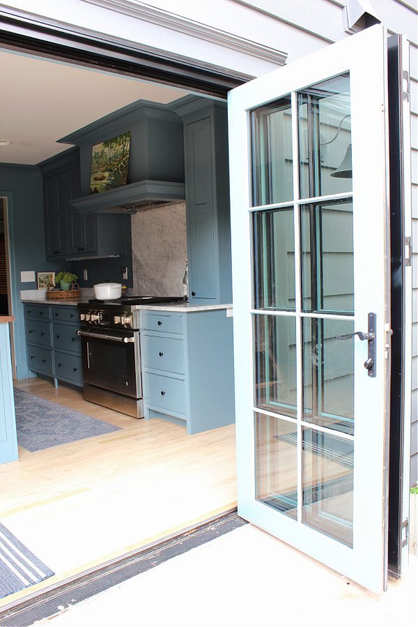 Trifold doors in our kitchen leading to our backyard!