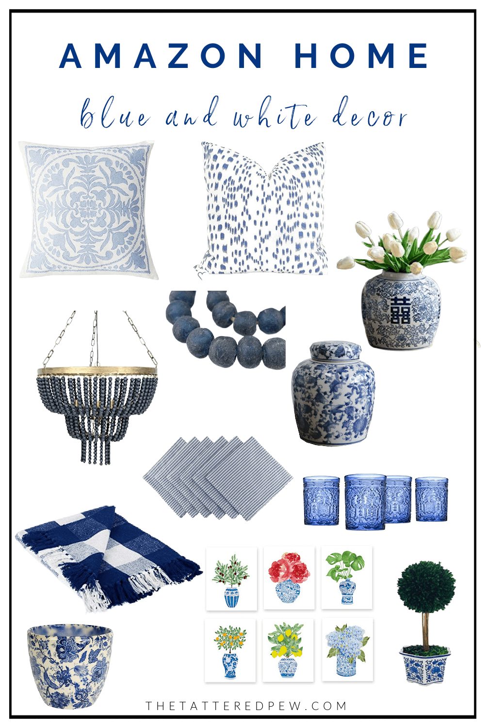 Blue and white home decor inspiration from Amazon!
