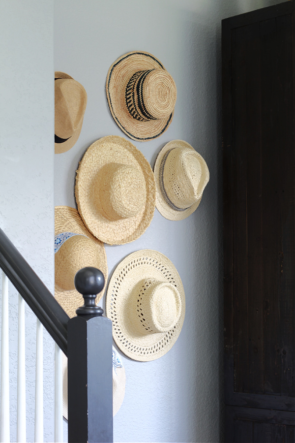 straw hat collection as decor