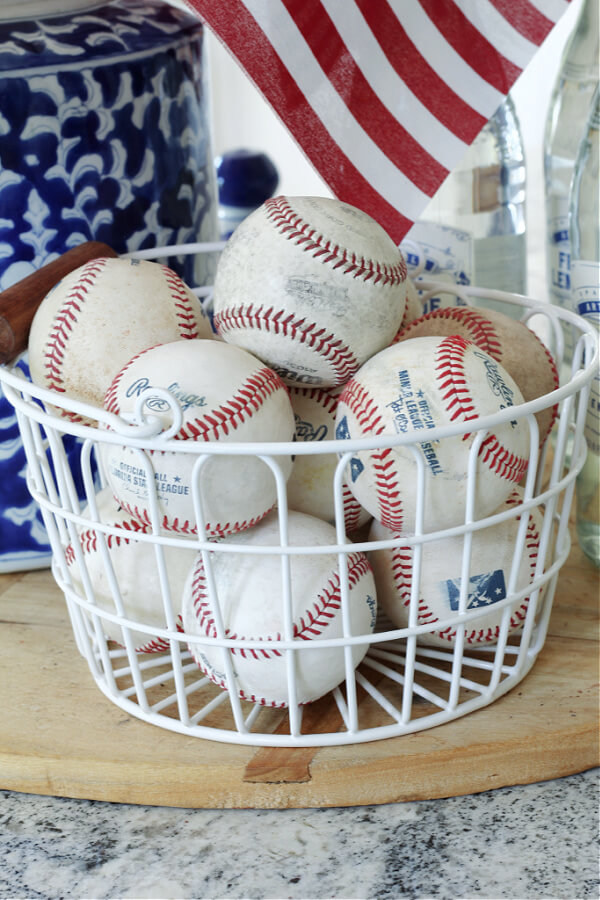 collected baseballs make the best casual home decor for summer!