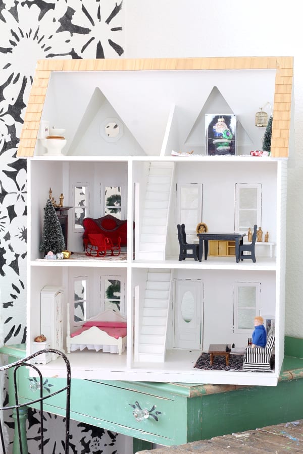 A colorful Christmas playroom and dollhouse!