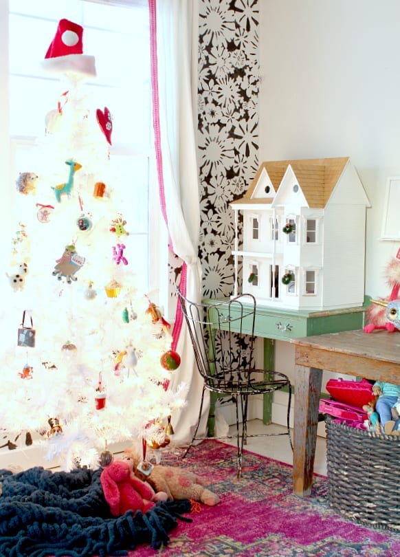 A colorful Christmas playroom
