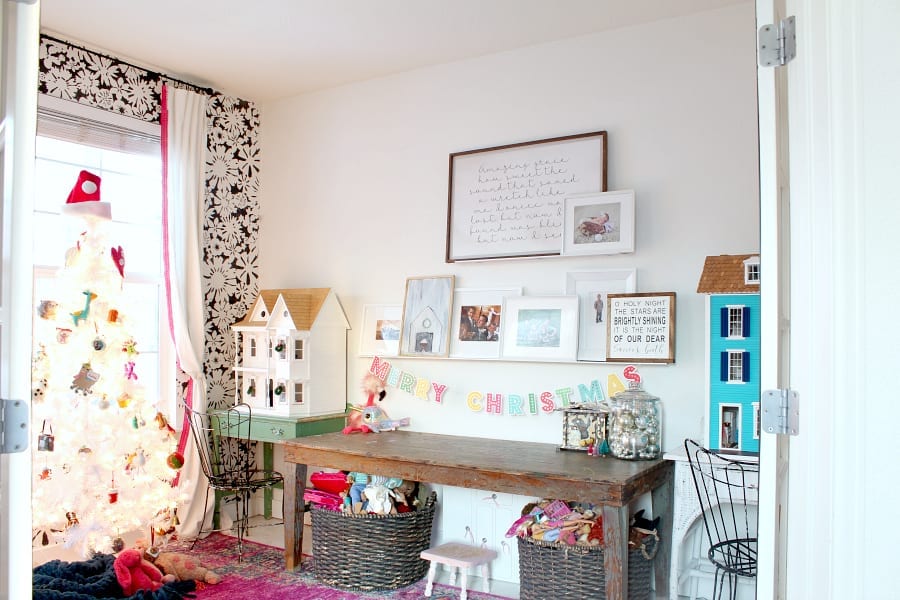 A colorful Christmas playroom!