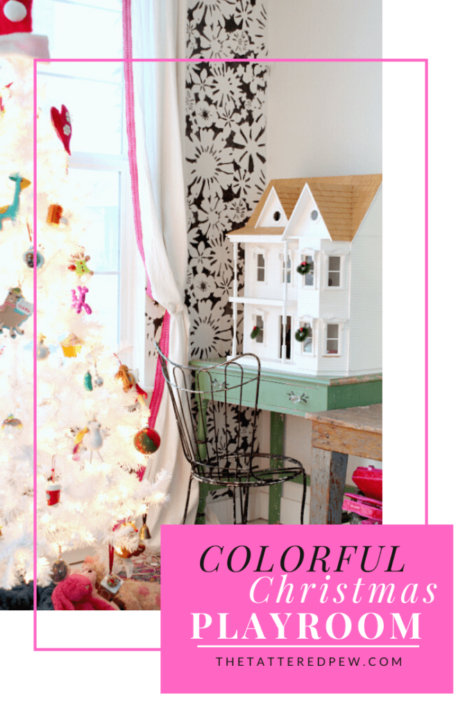 Come tour this colorful Christmas playroom.