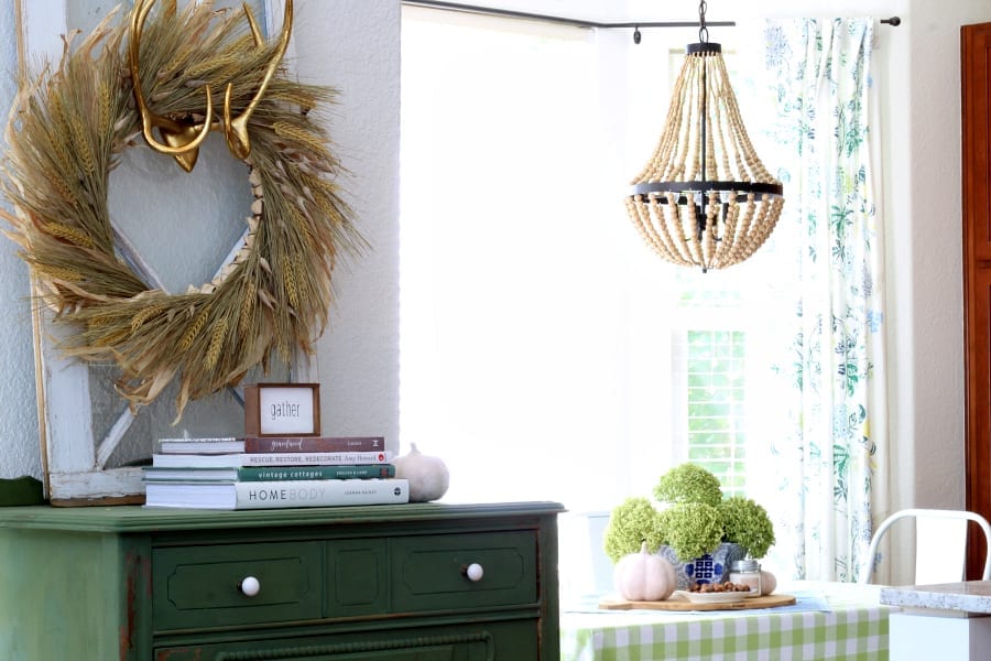 Dried hydrangeas make for the best free Fall decor in the kitchen.