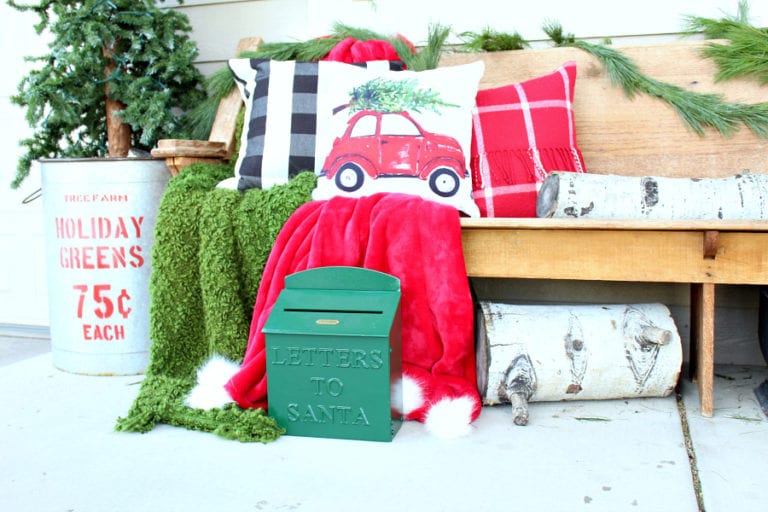 A cozy and colorful Christmas porch!