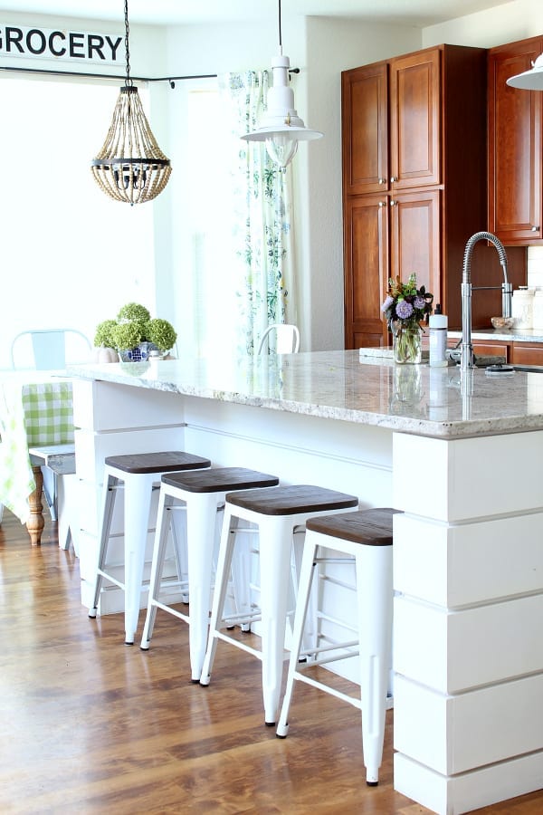 Kitchen island with stools.