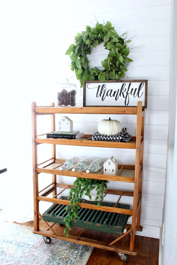 This old dryingrack is full of collected objects and is ready for Fall.