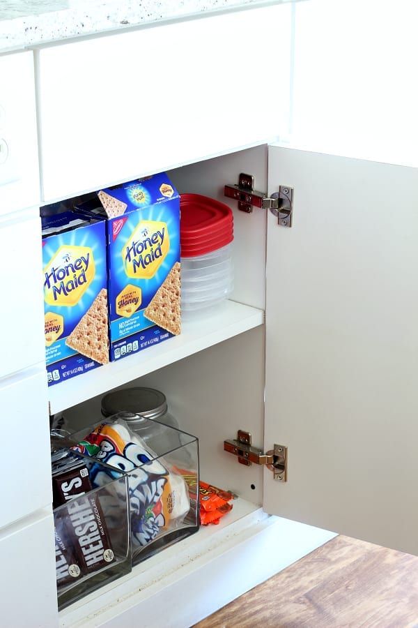 the family s'mores cupboard in the kitchen.