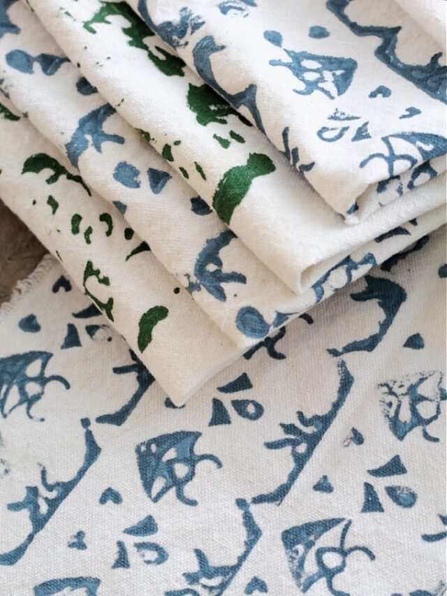 Learn how easy it is to try DIY block printing on fabric. See how I was able to use vintage textile stamps to create beautiful patterns.