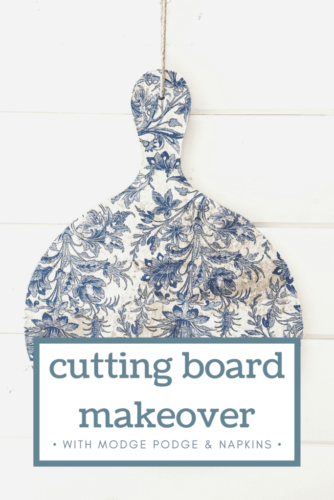 Makeover an old cutitng board in just minutes with some Modge Podge and colorful napkins!