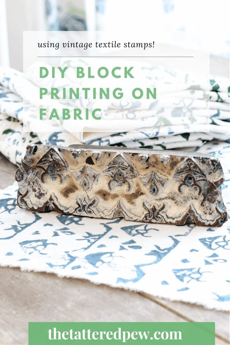 DIY block printing on fabric with vintage textile stamps