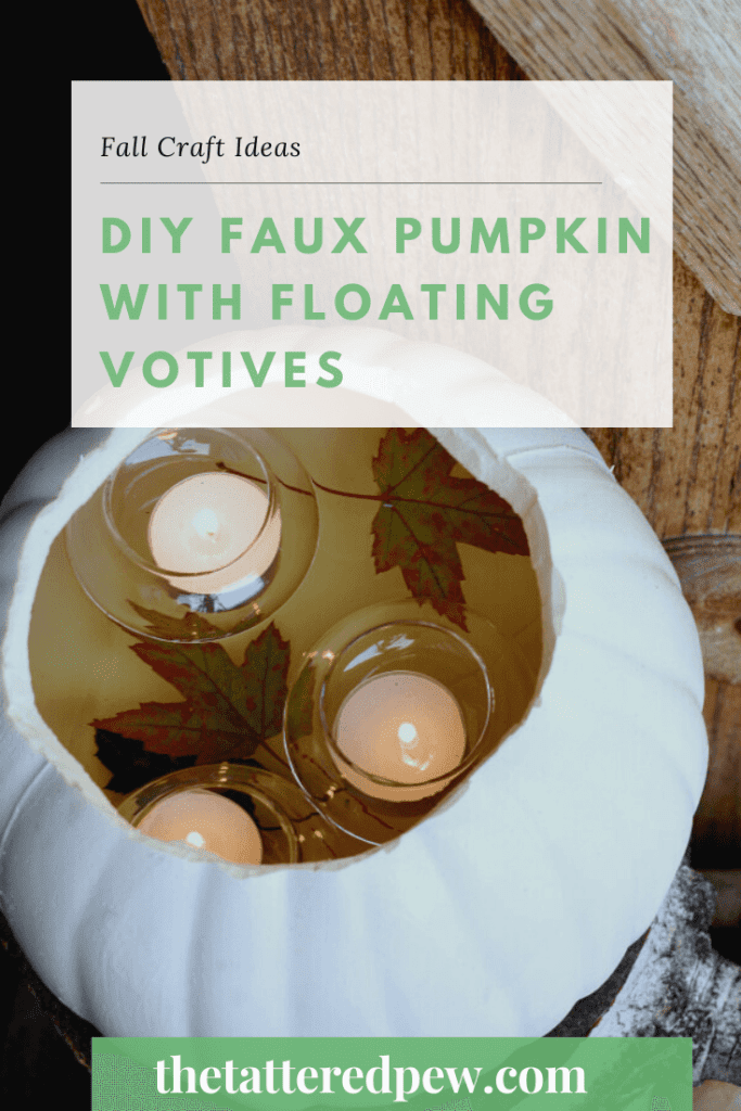 Looking for an easy and inexpensive Fall craft? Try this diy faux pumpkin with floating votives.