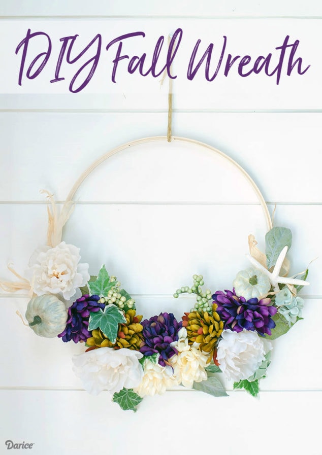 DIY Hoop Fall Wreath Coastal