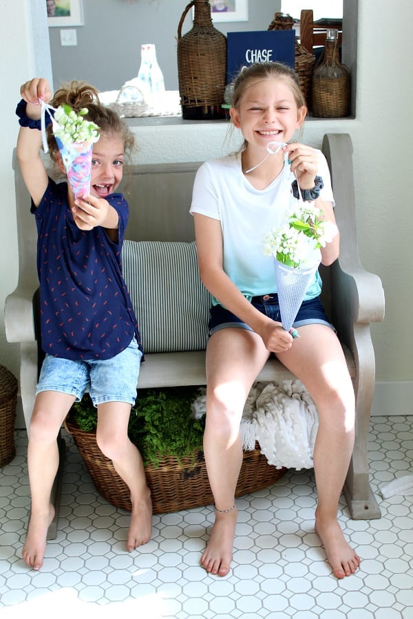 Even kids love making these easy DIY paper May Day baskets!