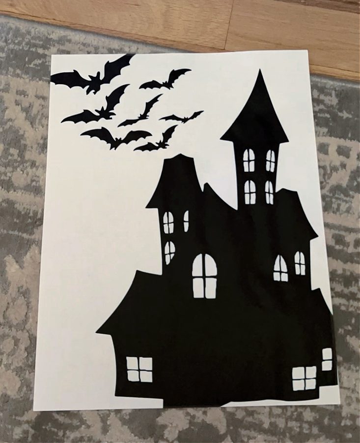 Black haunted house silhouette for crafts
