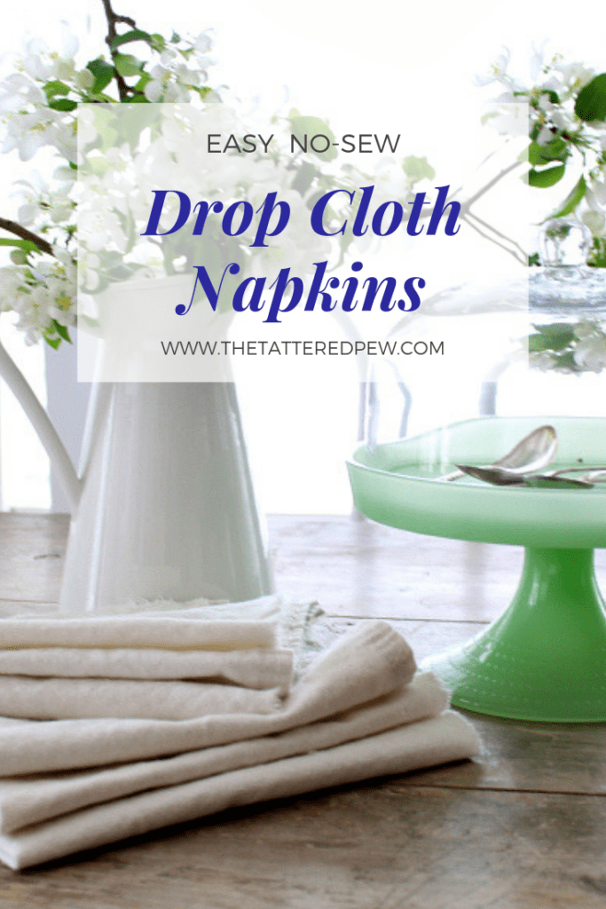 Easy no-sew drop cloth napkins.