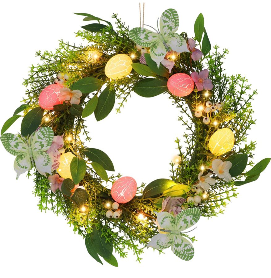 lighted egg wreath