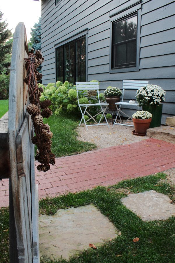 fall in the front yard...brick path and welcoming gate.